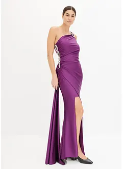 Abito lungo con strass e arricciature, bonprix