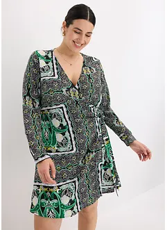 Abito a portafoglio in satin fantasia, bonprix