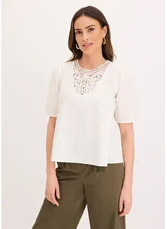 Blusa a maniche corte con pizzo, bonprix
