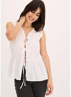 Blusa senza maniche con volant e laccetti, bonprix
