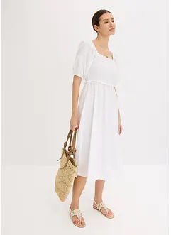 Abito midi con maniche a sbuffo e dettaglio smock, bonprix