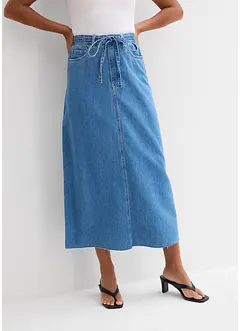 Gonna midi in jeans super soft, vita media, bonprix