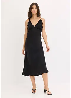Abito lungo in satin fluente, bonprix