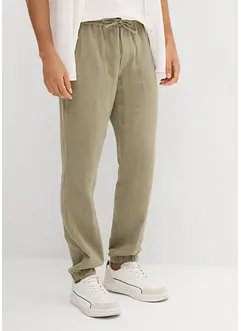 Pantaloni in mussola con elastico in vita regular fit, tapered, bonprix