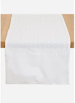 Runner tavolo in cotone biologico con ricamo traforato, bonprix