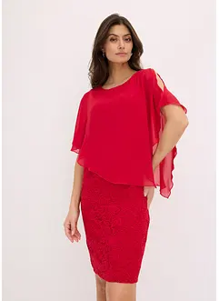 Abito in pizzo con mantella in chiffon fine, bonprix