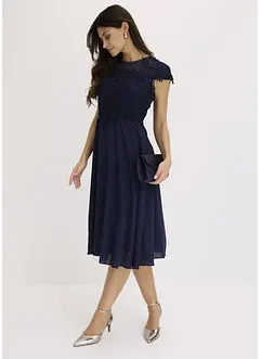 Abito midi in delicato tulle con pizzo, bonprix
