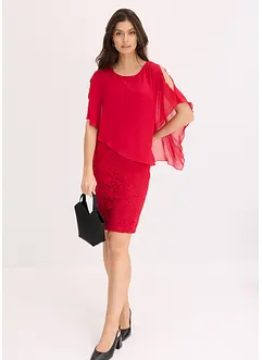 Abito in pizzo con mantella in chiffon fine, bonprix