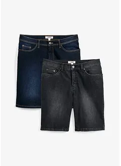 Bermuda in jeans elasticizzati, regular fit (pacco da 2), bonprix