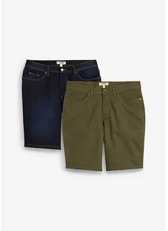 Bermuda in jeans elasticizzati, regular fit (pacco da 2), bonprix