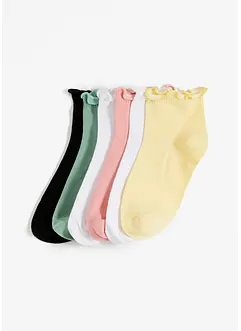 Calzini corti con orlo ondulato e cotone biologico (pacco da 6 paia), bonprix