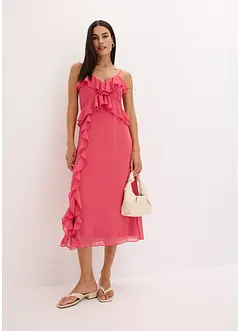 Abito midi in chiffon con volant, bonprix