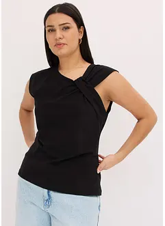 Maglia con dettaglio attorcigliato in misto cotone elasticizzato, bonprix