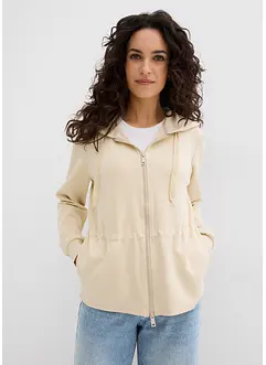 Felpa con zip, cappuccio ed elastico, bonprix