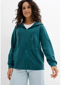 Felpa con zip, cappuccio ed elastico, bonprix