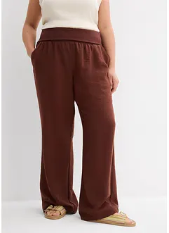 Pantaloni a palazzo con fascia a coste in vita, bonprix