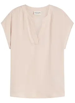 Blusa casual a maniche corte con spalle scese in satin, bonprix