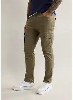 Pantaloni cargo elasticizzati slim fit straight, bonprix