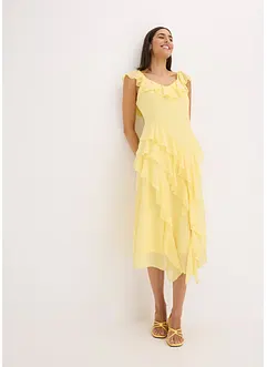 Abito di chiffon con spalline e volant, bonprix