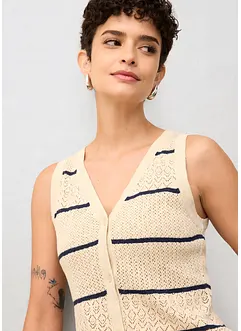 Gilet in maglia traforata con percentuale di lino, bonprix
