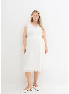 Abito da sposa prémaman in pizzo e crêpe con cintura, bonprix
