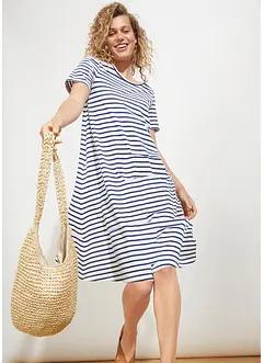 Abito di jersey al ginocchio in filato fiammato di cotone con tasche, bonprix