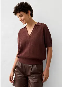 Polo in maglia traforata con percentuale di lino, bonprix
