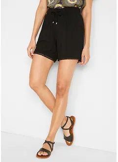 Shorts in jersey con cinta comoda e pizzo in misto viscosa, bonprix