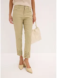Pantaloni elasticizzati con ricami traforati, bonprix