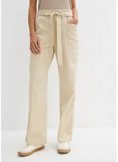 Pantaloni cropped con cinta comoda in puro cotone, bonprix