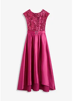 Abito lungo in satin lucido con pizzo, bonprix