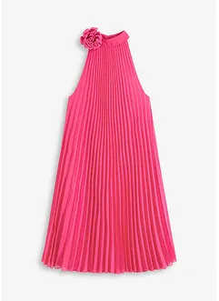 Abito in chiffon plissettato con applicazione a fiore, bonprix