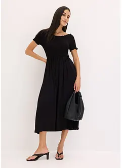Abito midi con lavorazione a punto smock, bonprix