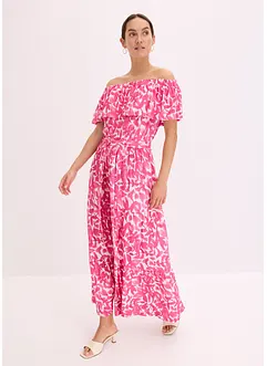 Abito midi con spalle scoperte in misto viscosa morbido, bonprix