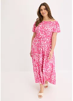 Abito midi con spalle scoperte in misto viscosa morbido, bonprix