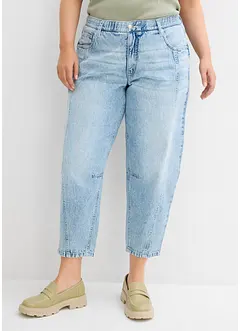Jeans barrel cropped low stretch, vita media, bonprix