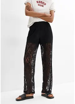 Pantaloni con elastico in vita e pizzo, bonprix
