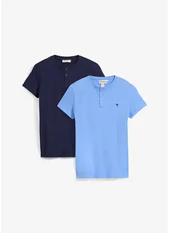 Maglia serafino in cotone biologico a maniche corte (pacco da 2), bonprix
