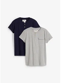 Maglia serafino a maniche corte con cotone biologico (pacco da 2), bonprix