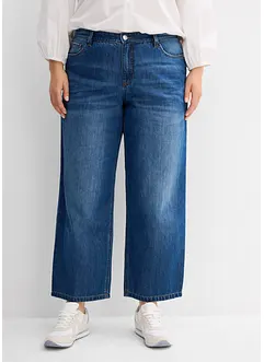 Baggy jeans cropped ultra morbidi, vita media, bonprix