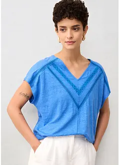 Maglia in puro lino con pizzo, bonprix