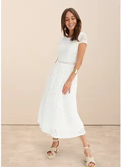 Abito in pizzo con inserto effetto uncinetto in vita, bonprix
