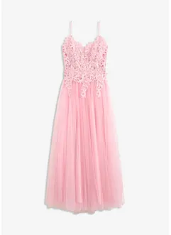 Abito lungo in delicato tulle con pizzo, bonprix