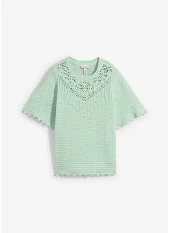 Maglione traforato in misto lino, bonprix