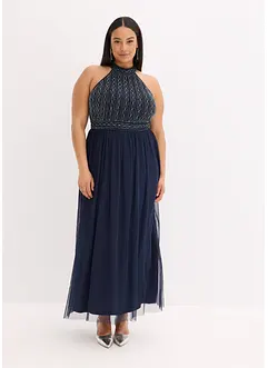 Abito lungo con ricami con perle, bonprix