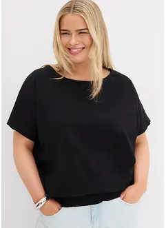 Maglia in filato fiammato di cotone biologico con fascia smock, bonprix