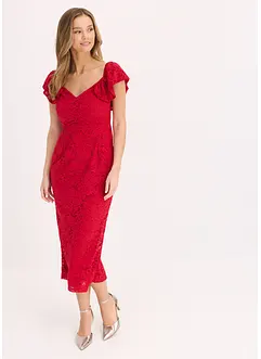 Abito in pizzo con maniche drappeggiate, bonprix