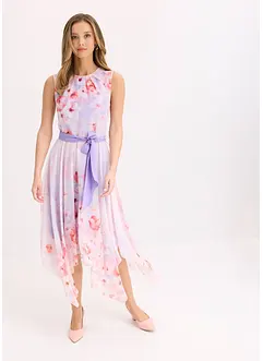 Abito di chiffon con fondo a punte e cintura da annodare, bonprix