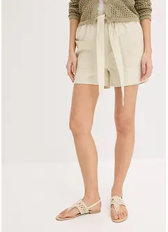 Shorts in twill con cintura da annodare, bonprix