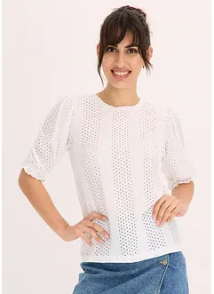 Maglia traforata con volant, bonprix